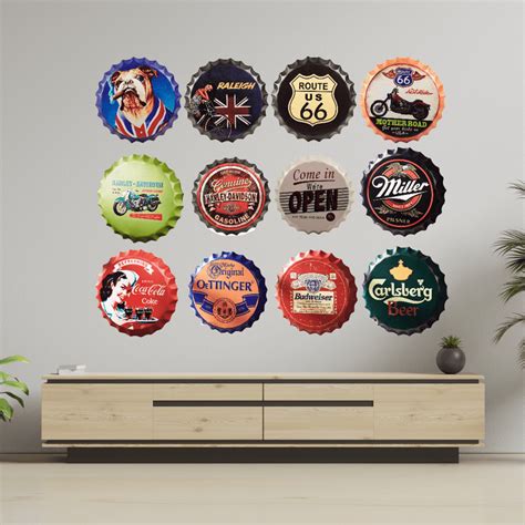 Bottle Caps wall decor sign - Cold Large Beer (14"x14")