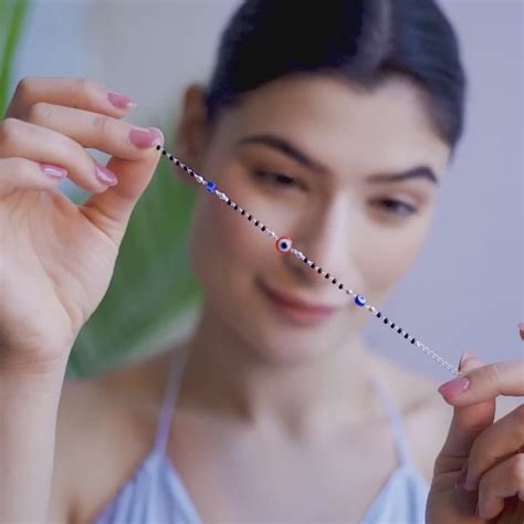 Beaded Evil Eye 925 Sterling Silver Chain Bracelet - Valentine's Gift ...