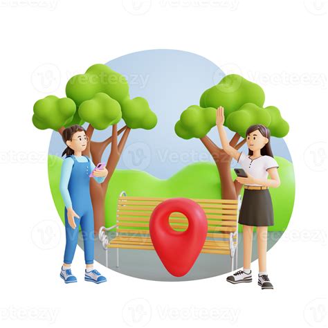 two young happy friends meeting and greeting in the park 3d character ...