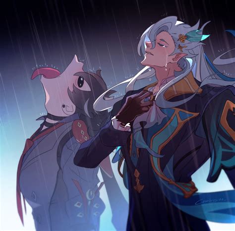 neuvillette and wriothesley (genshin impact) drawn by cambrosiaa | Danbooru