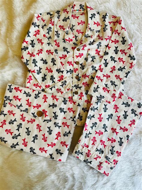 Fish print collared Nightwear – Cuddles Joy