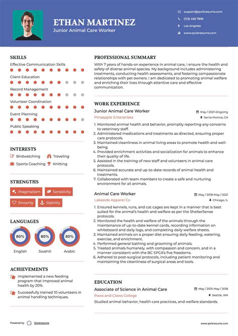10+ Animal Care Worker Resume Samples & Templates for 2025