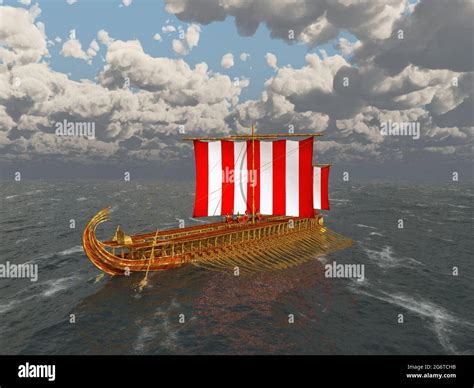 Warship of ancient Greece in the open sea Stock Photo - Alamy