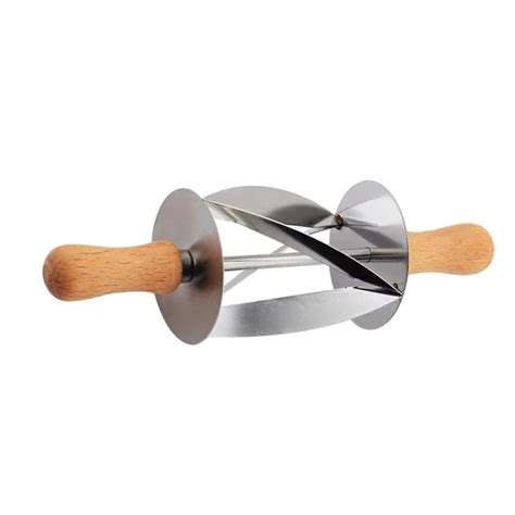 Buy Dough Wheel Cutter Stainless Steel Croissant Bread Cutter Wooden ...