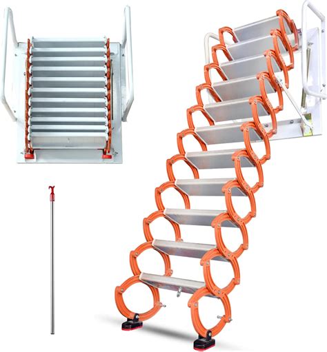 Buy INTBUYING Folding Ladder Loft Stairs Attic Steps Pull Down 12 Steps ...