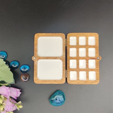 Portable Colour Palette | Wooden Painting Tray (12+2) | The Engraved Store