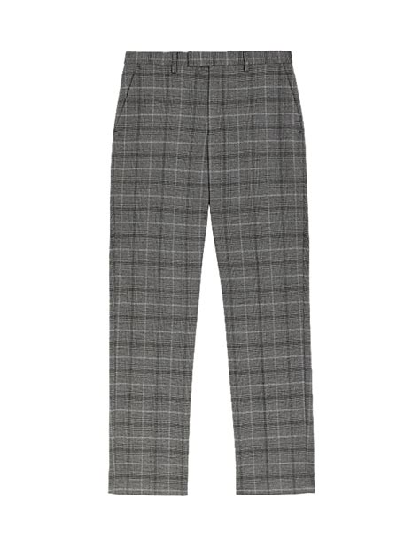 Buy Regular Fit Check Stretch Suit Trousers at Marks & Spencer