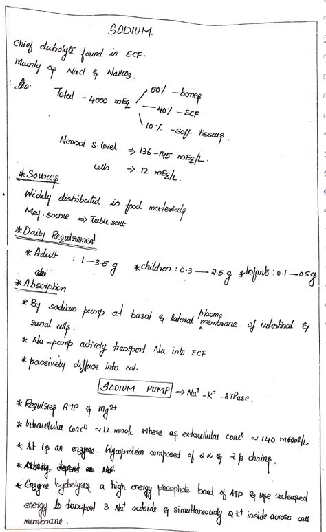 Sodium - Simple notes - Bsc MLT - Studocu
