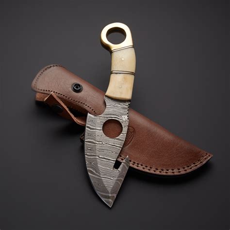 White Damascsus Gut Hook Knife // GH-18 - Evermade Traders - Touch of ...