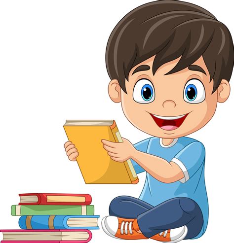 niño pequeño de dibujos animados sosteniendo un libro | Happy cartoon ...