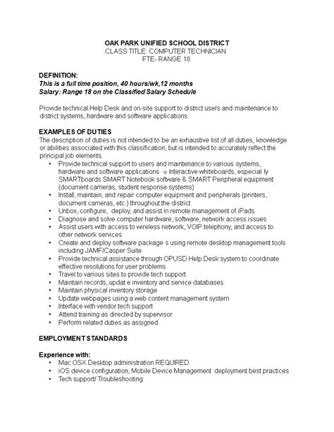 Computer Tech Support Job Description 的图像结果