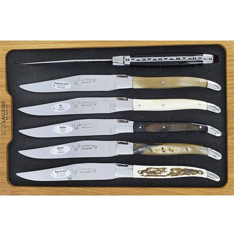 Laguiole en Aubrac Table knives Mixed Horns (Set of 6) - Laguiole.com