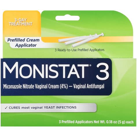 Monistat 3 Day Yeast Infection Treatment for Women, 3 Miconazole Cream ...