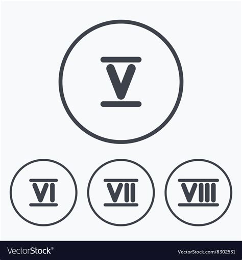 Roman numeral icons number five six seven Vector Image