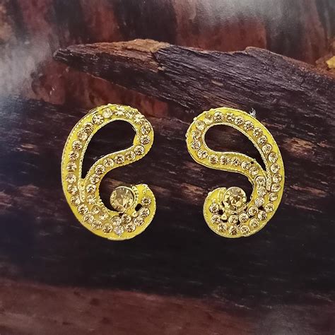 Adi Gold Plated Red Meenakari And Austrian Stone Stud Earrings - 13192