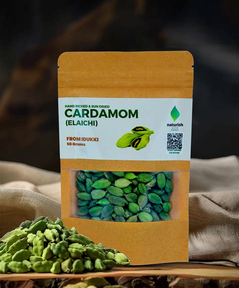 Naturish Elite cardamom elaichi 50g kraft pouch with whole green ...