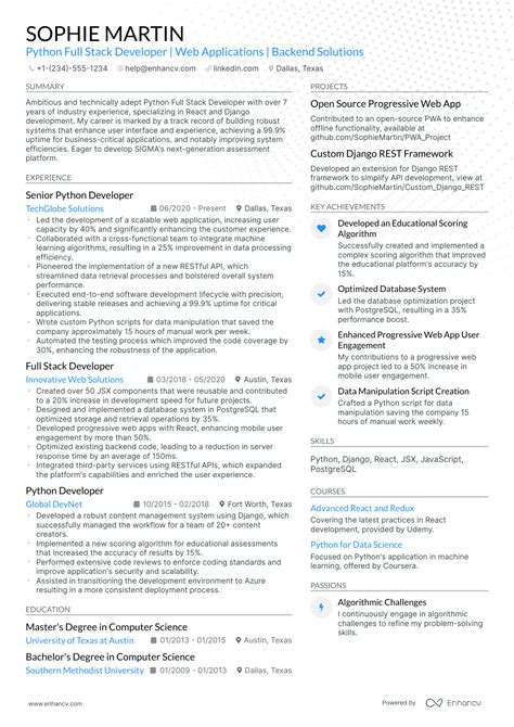 Image result for Python Full-Stack Developer Project Resume