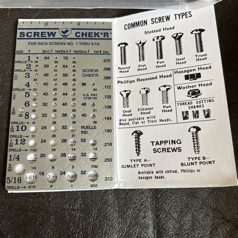 Printable Screw Size Chart - Printable Chart Template