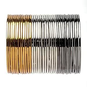 Buy ZENEME Gold, Silver & Black Toned Classic Bangles Jewellery Set ...