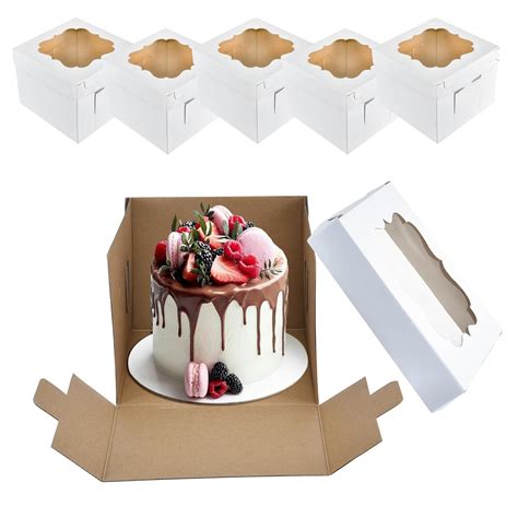 Buy XININSUN Cake Boxes with Cake Boards, 8x8x10in Tiered Cake Box with ...