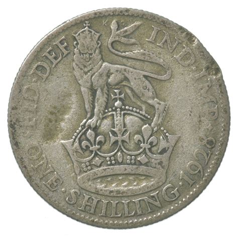 SILVER - Roughly the Size of a Quarter - 1928 Great Britain 1 Shilling ...