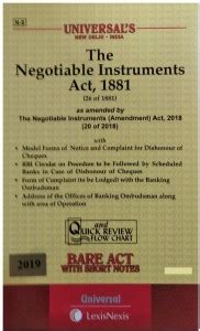 The Negotiable Instruments Act 1881 Bare Act With Short Notes: Buy The ...