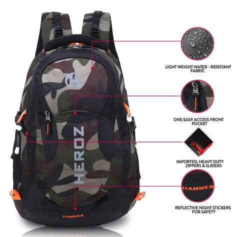 HEROZ Hammer Unisex Nylon 35 L Travel Laptop Backpack Water Resistant ...