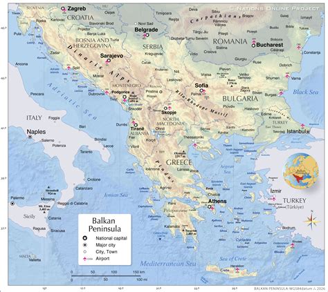 Geographical Map Of The Balkan Peninsula