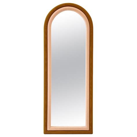 Contemporary Upholstered Iris Floor Mirror, Blue and Copper For Sale at ...