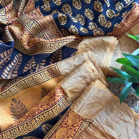 Maheshwari Black - Mustard Bagh Print Saree – Rewa Handloom