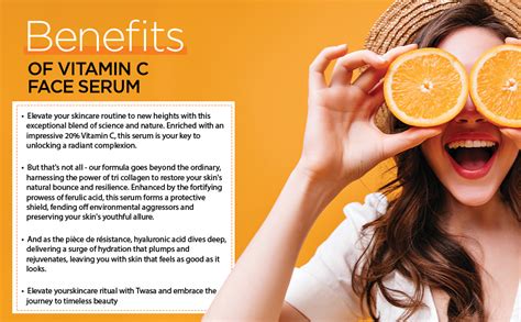 Twasa 20% Vitamin C Face Serum for Glowing Skin with Vitamin C, Tri ...
