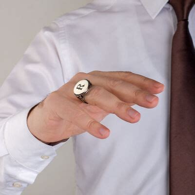 B Series Round Design Mens Ring with Personalized Letters Ring