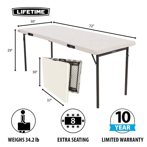 Lifetime 6ft Fold In Half Table Commercial Grade In Almond | atelier ...