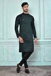 Buy Green Jacquard, Silk Sequins Work Kurta And Black Churidar Set For ...