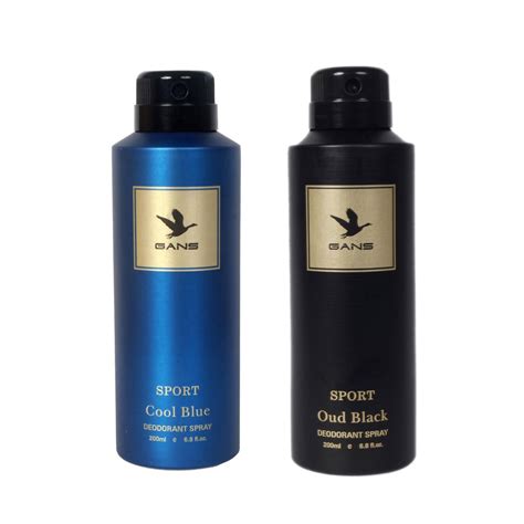Buy Gans Sport Cool Blue Deodorant Spray 200ML and Gans Sport Oud Black ...