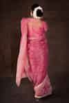 Buy Pink Blouse , Velvet Saree Organza V Neck With Embroidered For ...