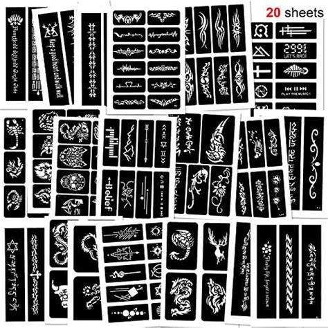 Konsait 123pcs Temporary Tattoos Stencils, 20 Sheets Boys and Man ...