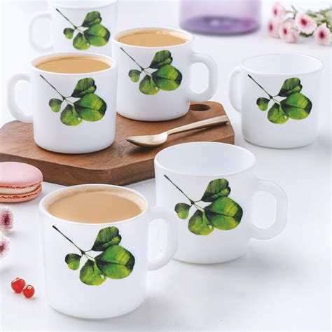 Larah by BOROSIL Oval Opalware Mug, Set of 12 Tea/Coffee Mugs, 180 ml ...
