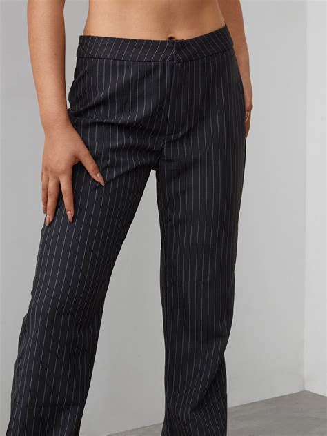 Emmiol Free shipping 2026 Pinstripe Straight Tailor Pants Black L in ...