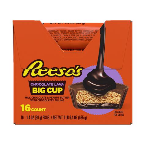 REESE'S BIG CUP Milk Chocolate Peanut Butter Cups with Chocolate Lava ...