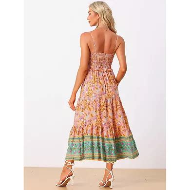 Boho Floral Dresses For Women Summer Spaghetti Strap A-line Flowy ...