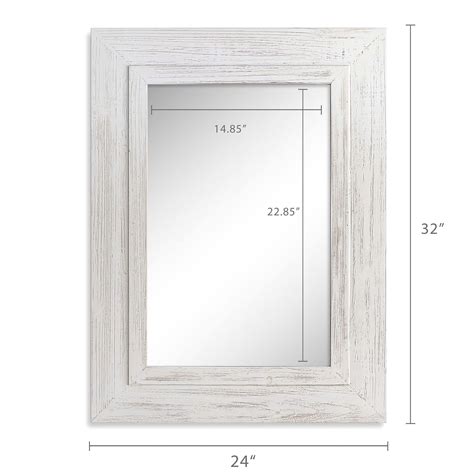 Barnyard Designs 24x32 Whitewashed Wood Farmhouse Wall Mirror, Wooden ...