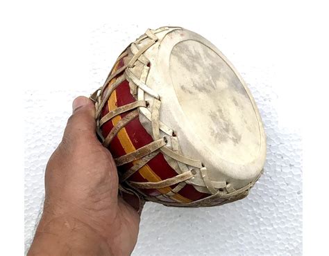 Dagar or Dogor Hand Drum Percussion Folk Instrument of Assam Goat Skin ...