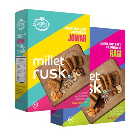 Early Foods Assorted Pack of 2: ZERO MAIDA Ragi Rusk & Jowar Rusk ...