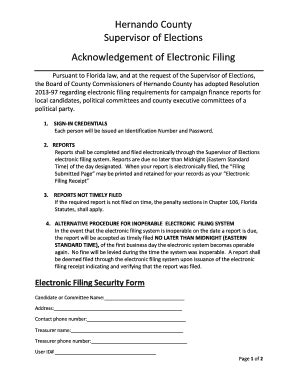Fillable Online Hernando County Supervisor of Elections Acknowledgement ...