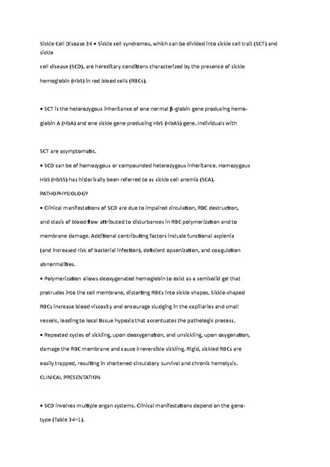 Sickle Cell Disease - SCT is the heterozygous inheritance of one normal ...