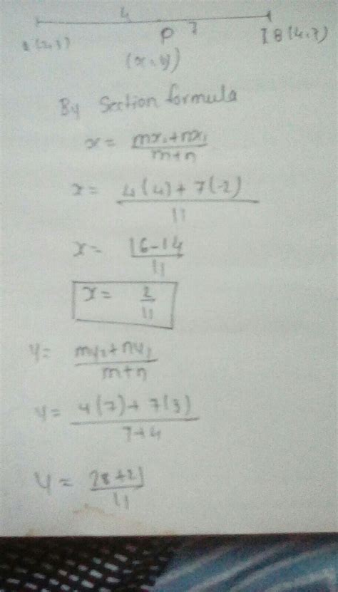find the coordinates of a point P which divides the line segment ...