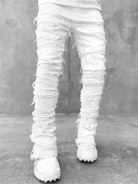 White Stacked Jeans For Men - StackedJeans.net