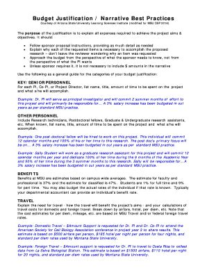 Fillable Online Budget Justification / Narrative Best Practices Fax ...