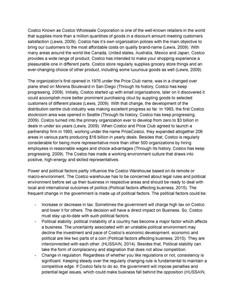 The Affect of Power and Political Factors on Costco's Business[ESSAY ...